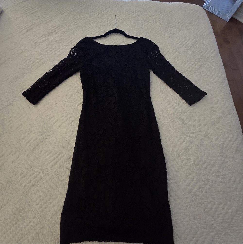 Le Chateau Black Floral Lace Long Sleeve Dress
